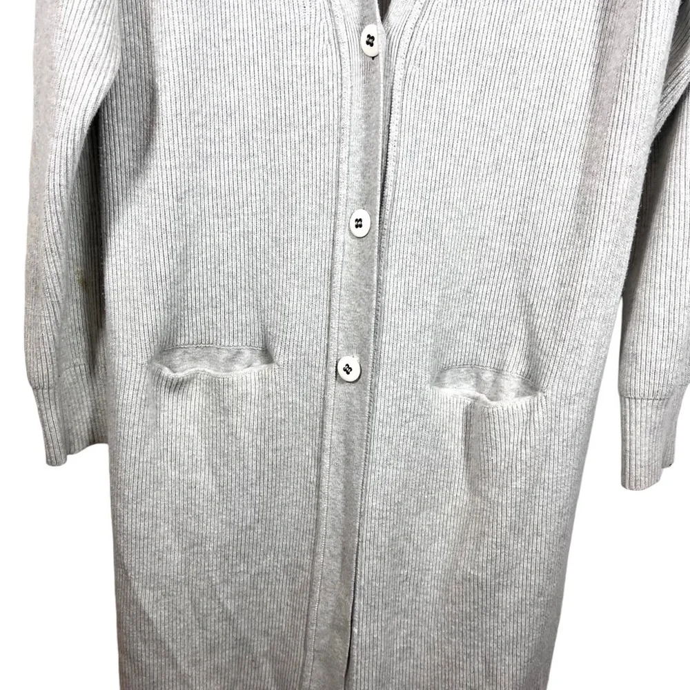 Free People Light Grey Ribbed Duster Cardigan Size Medium